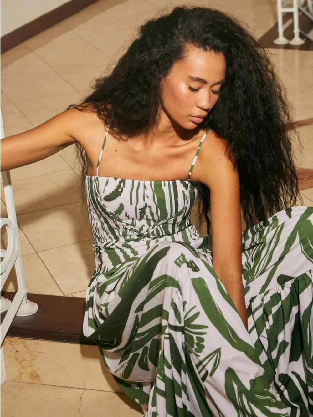 Andres Otalora Womens 12 Exclusive Kalal Abstract Print Crepe Maxi Dress Green - Picture 10 of 10